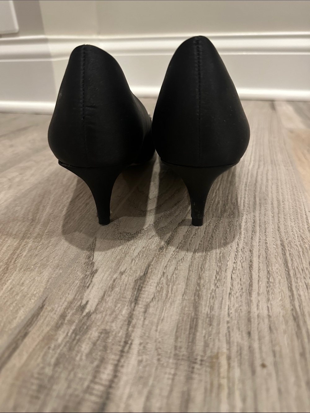 J. Crew Black Pointed Satin Flats with Crystal Bow Embellishment - Picture 5 of 5